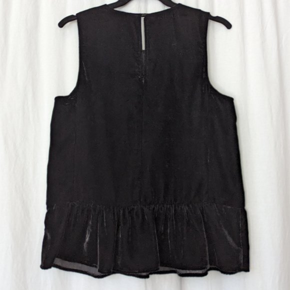 J Crew Black Velvet Peplum Blouse Size 4 - Picture 13 of 14